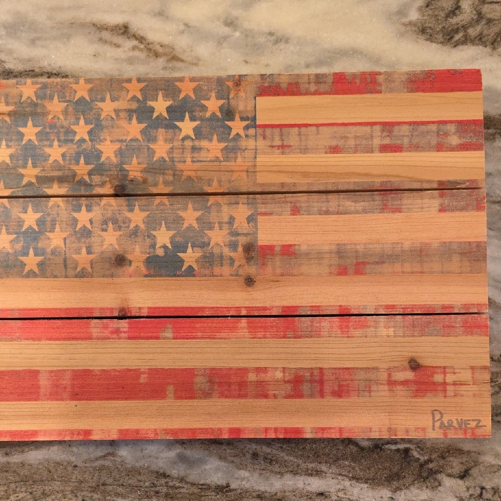 Rustic American Flag Wooden Wall Art